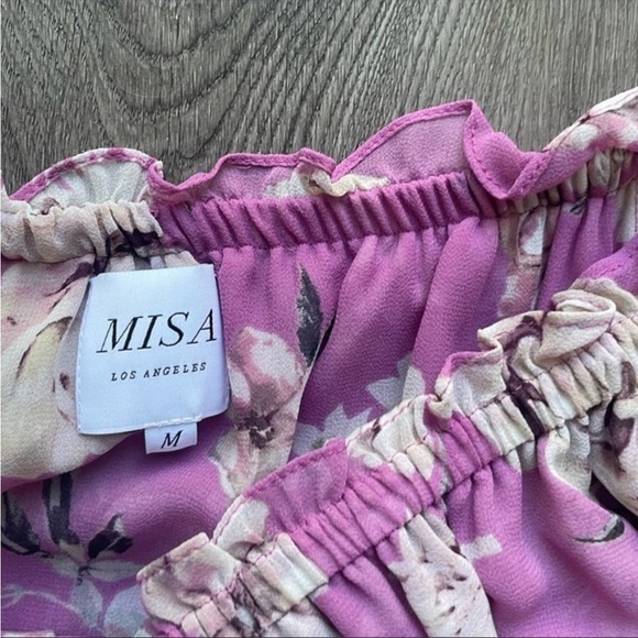 MISA LOS ANGELES Isella Floral Off the Shoulder
Ruffle Minidress Purple Medium - Picture 4 of 4
